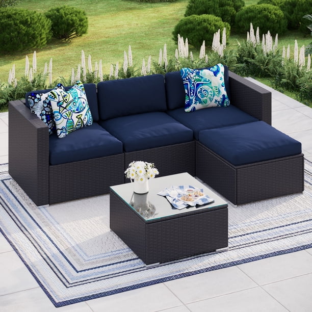 MF Studio 5 Piece Patio Sofa Set Outdoor Furniture Sectional All