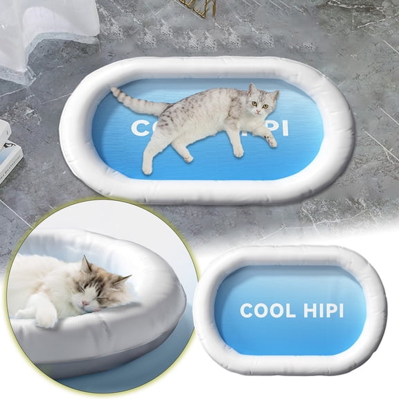 Pet Ice Summer Cool Refreshing Oval Bed for Cats and Dogs - Indoor Outdoor Use TPR Material Noise-Free Cushion Durable Pet Bed for