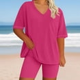 thumbnail image 2 of Simua Womens Plus Size Two Piece Sets Summer Outfits V Neck T-shirts and Biker Shorts Lounge Sets, 2 of 6