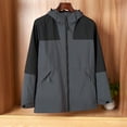 thumbnail image 2 of Women's Raincoats Lightweight Waterproof Windproof Windbreaker Rain Color Block Packable Outdoor Cargo Jackets Hooded with Pockets (Dark Gray,S), 2 of 5