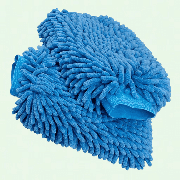 Premium Microfiber Car Wash Mitt and Sponge Set - Sky Blue