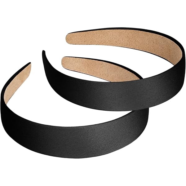 wonima44 YISSION Satin Headbands for Women Girls Non Slip 1.2 Inch Wide Head Band Plain Head Bands Fashion Hair Bands Solid Black Headband DIY Cosplay Hair Accessories for Women Girls