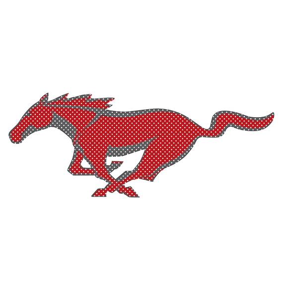 iPick Image for Ford Mustang Pony in Red Perforated Unobstructed View 12" Vinyl Window Film Adhesive Wrap Graphic Decal, Official Licensed