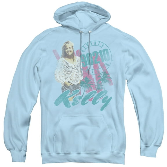 90210 Kelly Vintage Adult Pullover Hoodie Sweatshirt Light Blue