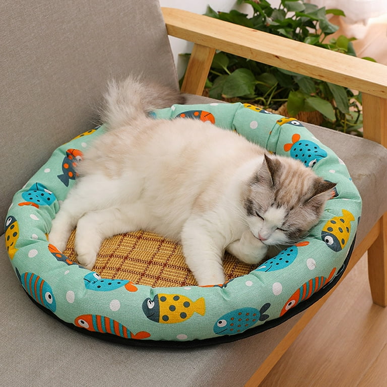 Summer Mat Kennel Cat Nest Cold Cushion Pet Supplies Rattan Mat Cat Cooler Sleeping Mat Squishmallow Pet Bed S 13.78