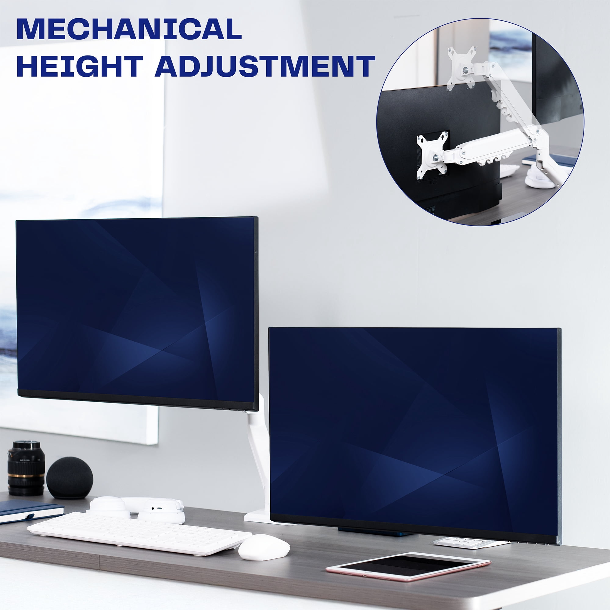 VIVO White Dual 13" to 30" Computer Monitor Counterbalance Desk Mount Stand