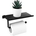 thumbnail image 1 of Toilet Roll Holder With Shelf - Self Adhesive - No Drilling - Stainless Steel - Black - Black, 1 of 4