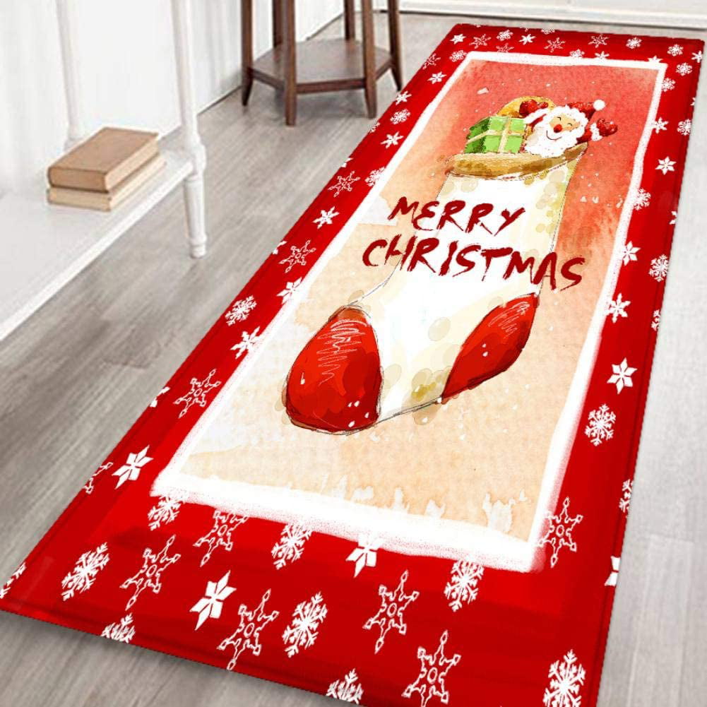 Merry Christmas Area Rug Christmas Carpet Runner Reindeer Xmas Tree Holiday Decor Area Rug