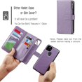 thumbnail image 4 of Wallet Case Compatible with Google Pixel 4a 5G,[6 Card Slots] [Wrist Strap] [Stand Feature] Detachable 2 in 1 Magnetic Zipper Leather Slim Cover Case for Google Pixel 4a 5G,6.2 inch Purple, 4 of 17