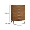 thumbnail image 5 of Roma Tall Dresser Chest, 5 Drawers, Nickel Handles, Walnut Brown Solid Wood, 5 of 5