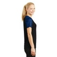 thumbnail image 3 of Sport-Tek Ladies CamoHex Colorblock V Neck Tee-XS (Black/ True Royal), 3 of 6