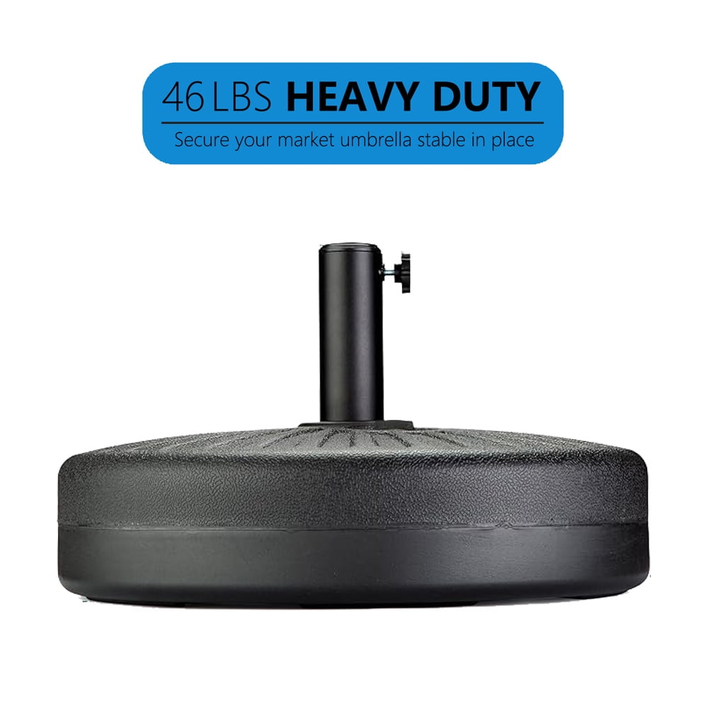 Abble 80 lbs Patio Umbrella Base Heavy Duty HDPE Circular Water and Sand Fillable Umbrella Stand for Yard Garden Poolside 20" Round in Black