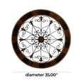 thumbnail image 4 of DecMode Brown Wood Medallion Scroll Wall Decor with Metal Fleur-De-Lis Detail, 4 of 14