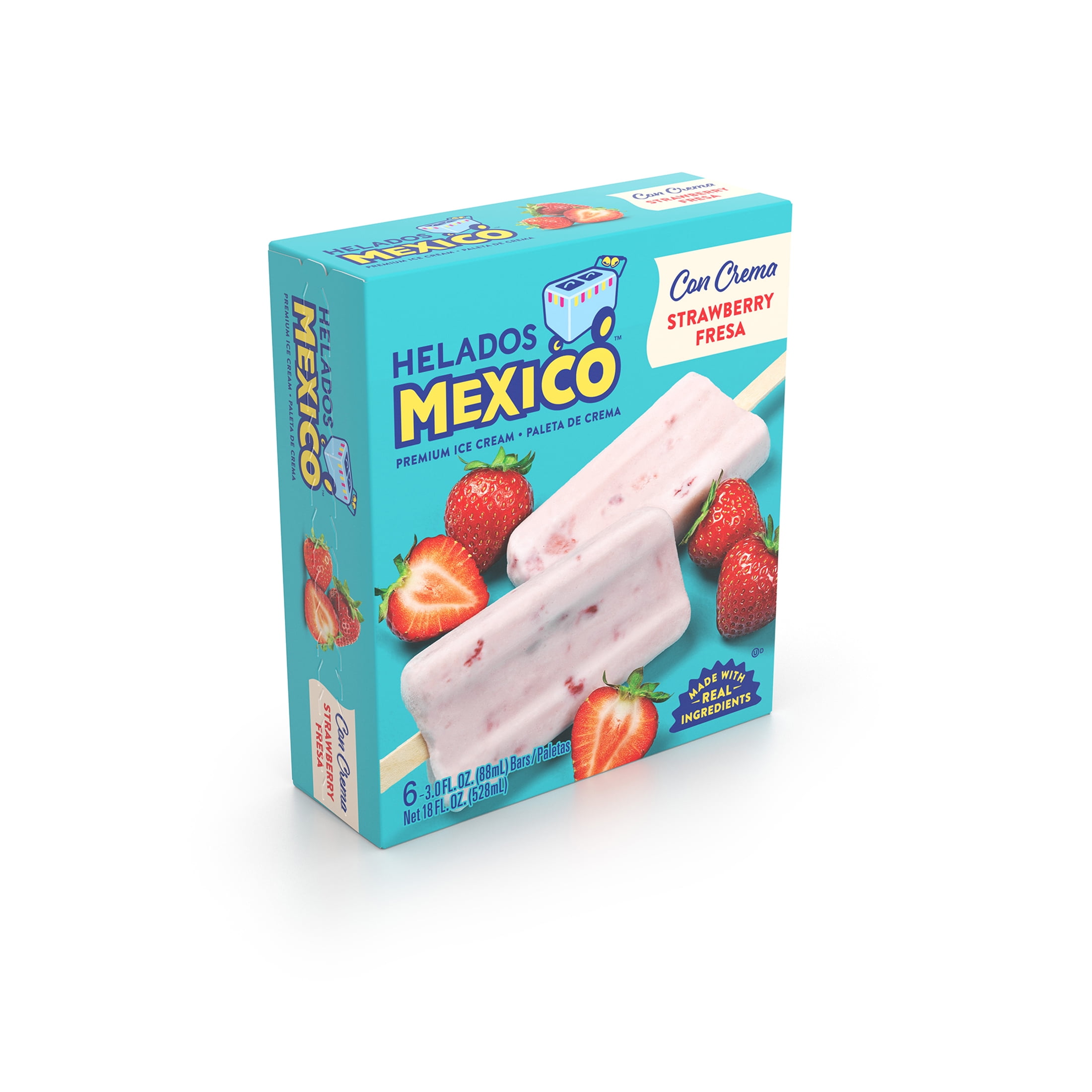 Helados Mexico Strawberry Ice Cream Bars, Gluten-Free, 6 Paletas, 18 fl ...