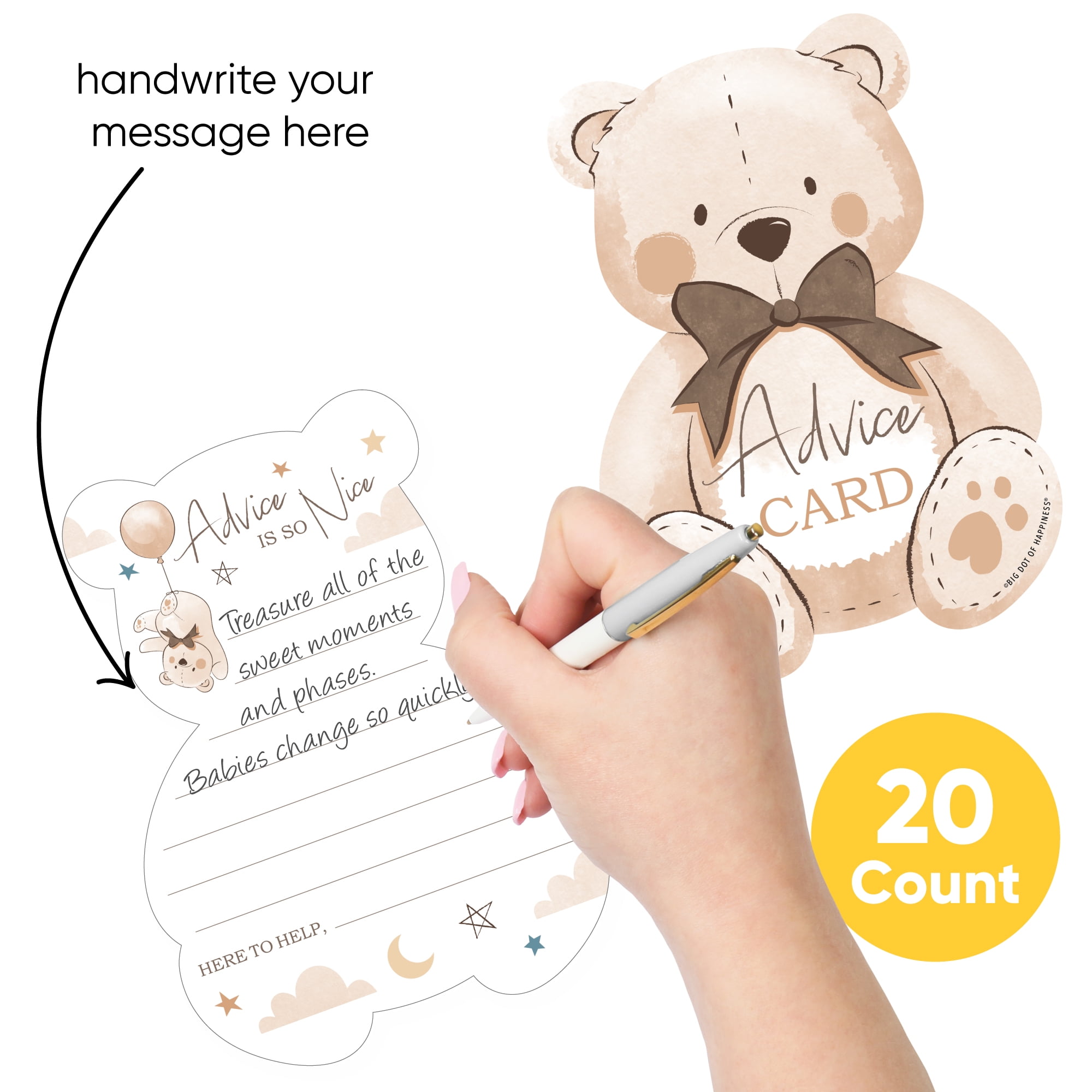 Big Dot of Happiness We Can Bearly Wait - Wish Card Teddy Bear