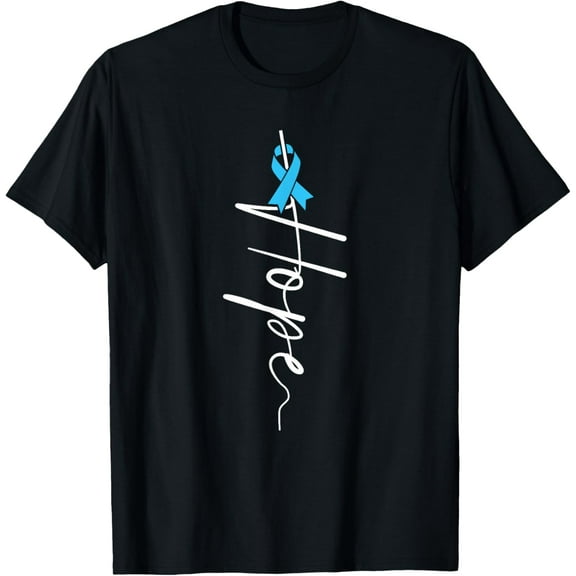 Hope Light Blue Ribbon Survivor Prostate Cancer Awareness T-Shirt100% cotton short-sleeved shirt for both men and women