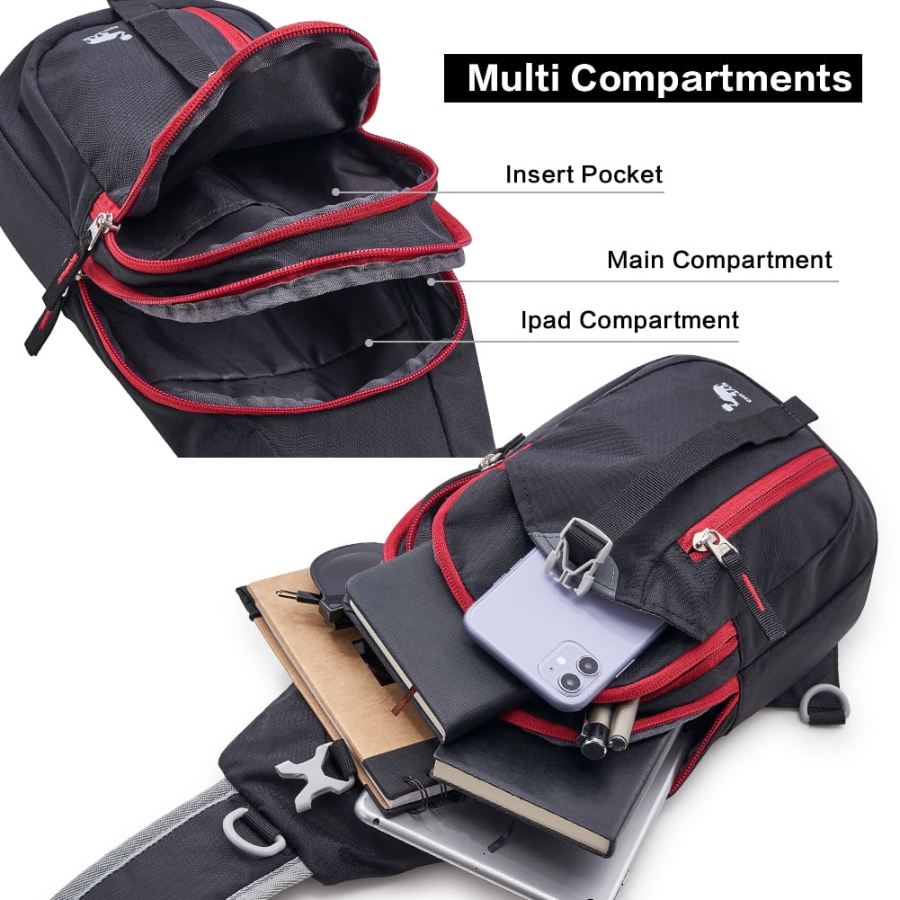 OIWAS Sling Bag Crossbody Chest Pack for Men Women, Lightweight Travel Daypack, Black
