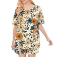 thumbnail image 6 of Maqroz Pajama Sets for Women 2 Piece Soft Sleepwear Short Sleeve Top and Shorts 2 Piece Loungewear Floral Print Nightwear with Pockets Comfortable Breathable Pjs Sets Casual Home Wear, 6 of 7