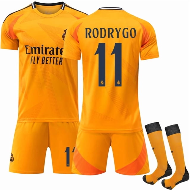 2425 Real Madrid Away Soccer Uniform No. 11 Rodrygo Children'S Adult Copy Player Name Sports Jersey -L