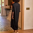 thumbnail image 6 of Joernso Women's Casual Denim Shirt Dress Roll Up Long Sleeve Button Down Maxi Dress Lapel Long Shift Jean Dress, 6 of 8