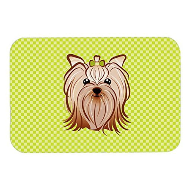 Caroline'S Treasures Bb1266Mp - Alfombrilla Para Ratón, Diseño De Tablero De Ajedrez, Color Verde Lima, Yorkie Yorkishire Terrier