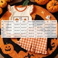 thumbnail image 4 of Wonitaaizi Halloween Outfit Toddler Baby Girl Pumpkin Face Ruffle Sleeveless Shirt Tank Top+ Plaid Shorts Set 2PC (18-24 Months,Orange), 4 of 4