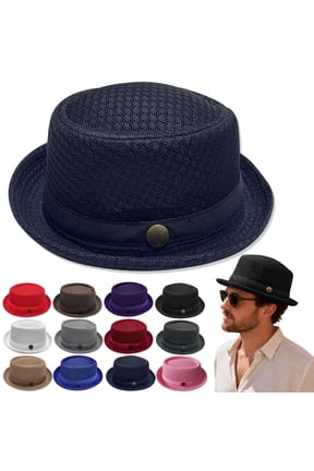 Men's Breathable Mesh Pork Pie Hat Lightweight, Foldable Straw Fedora Sun Hat; Packable Mesh Bowler-Style Travel Cap Great Father's Day Gift