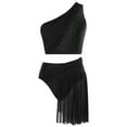 thumbnail image 3 of CHICTRY Women's Lyrical Dance Outfits Two Piece Sparkly Rhinestone Modern Contemporary Dancewear Black XL, 3 of 7