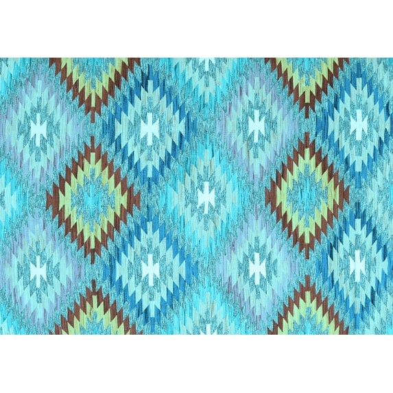 Ahgly Company Indoor Rectangle Southwestern Light Blue Country Area Rugs, 3' x 5'