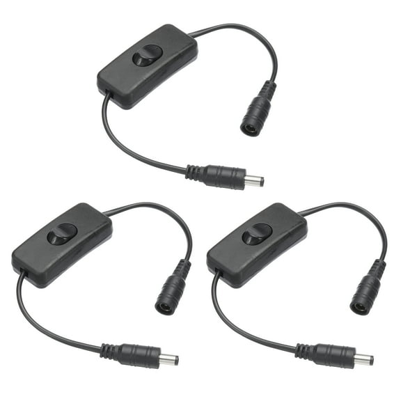 DC Inline On/Off Switch, DC Jack Male to Female Adapter Wire Power Extension Cable Connector for LED Strip Black 3