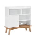 thumbnail image 5 of Primary Living Space Cabinets Colorblocking Storage Cabinet with Solid Wood Base & feet, Floor Cabinet for Bedroom Living Room Nursery Home Office Reception Entrance, Bookcases for , Bathroom, 5 of 7