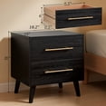 thumbnail image 3 of Queen Upholstered Platform Bed Frame with Headboard and 4 Wood Dressers (2,5,6 Drawer) - Modern Bedroom Furniture Set with Sturdy Slats, Noise Free - Gray & Black, 3 of 7