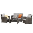 thumbnail image 4 of Superjoe 4 Piece Outdoor Patio Furniture Set Rattan Sectional Conversation Set, 4 Cushioned Seats, Gray, 4, 4 of 11