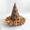 thumbnail image 3 of EliteGoogv Kids Halloween Witch Hat Wide Brim Pointed Hat Printed Pattern Mesh Decor Party Hat for Children, 3 of 4