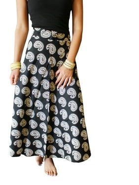 Mogul Women Wrap Skirt Black White Paisley Printed Wrap Skirt Cover Up Summer Skirts Onesize