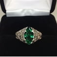thumbnail image 2 of HeartsAndYou 1ct Natural Green Emerald Wide Filigree Engagement Ring 14k SOLID White Gold, 2 of 9