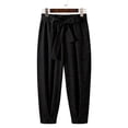 thumbnail image 6 of XuJwPNcy Mens Pants Lightweight Fashion Harem Pants Soft Tie Side Trousers with Pockets Loose Casual Outfit Clothing(Black,Medium), 6 of 7