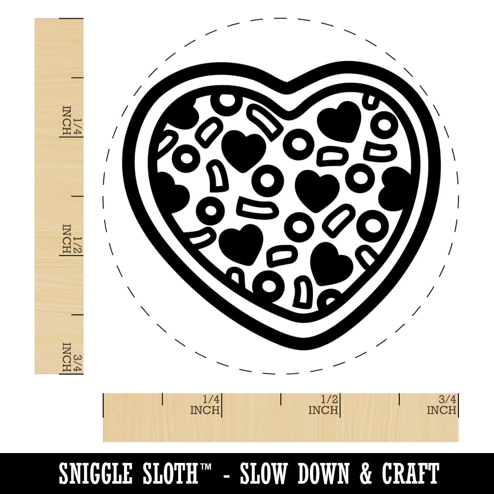 Heart Pizza Love Self-Inking Rubber Stamp Ink Stamper - Black Ink - Small 3/4 Inch