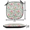 thumbnail image 5 of Floral Chair Seating Cushion Set of 4, Design of Striped Flowers and Leaves Blots Pastel Colored Vintage Pattern, Seat Pads with Anti-slip Backing, 16"x16", Ruby and Reseda Green, by Ambesonne, 5 of 7