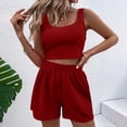 thumbnail image 2 of Conjunto de dos piezas de verano para mujer: top corto sin mangas y pantalones cortos de cintura alta, encaje de nailon y spandex, para todo tipo de cuerpos, 2 of 4