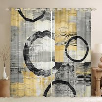 Feelyou Yellow Abstract Ombre Blackout Curtains Set of 2 (52x84 Each), Square Circle Geometric Window Curtains, Teen Kid Child Adult Curtains and Drapes, Curtains and Drapes Room Decor