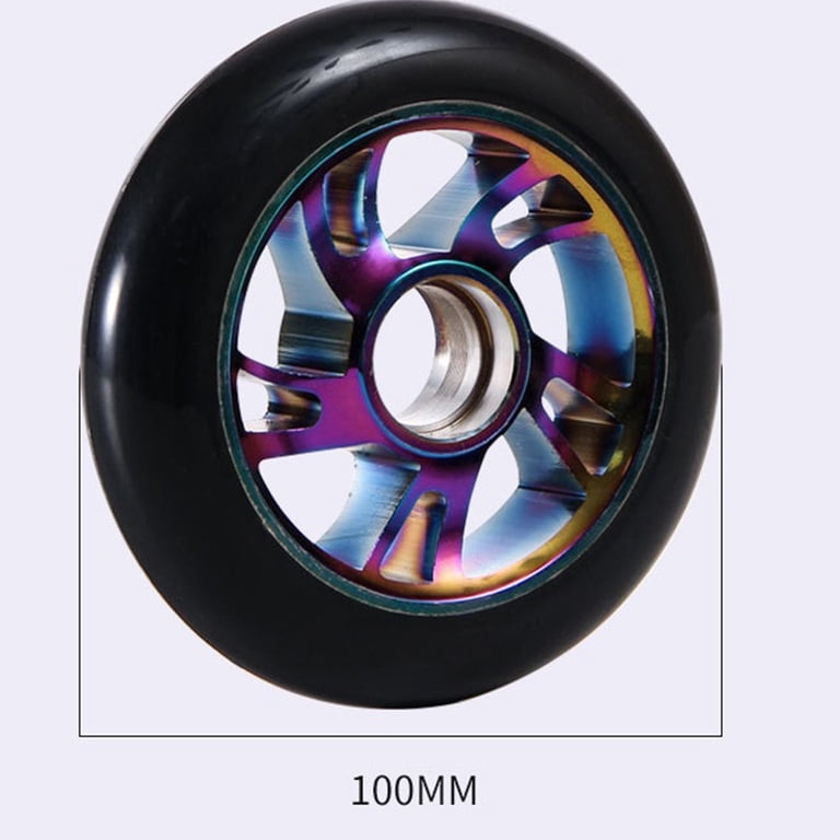 Roues De Trottinette Freestyle 100mm - Noyau Métal CNC, Polyuréthane 88A, Roulements ABEC-9 - Paire Bleu
