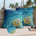 thumbnail image 2 of Funny Art Outdoor Pillow Covers Pack of 2 Summer Skeleton Swimming Blue Sea View Oil Painting Waterproof Throw Pillow Covers Decorative Cushion Cases for Patio Garden Tent Balcony Couch 18x18 inch, 2 of 9