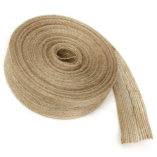Yuarrent 10 M/rollo de yute Natural arpillera artesanía envolver cinta de arpillera bandera boda hogar suministros regalo pastel DIY Tela de costura y artesanía No.01 Yuarrent JJ15833-01