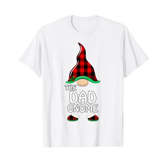 Dad Gnome Buffalo Plaid Matching Family Christmas Pajama T-Shirt