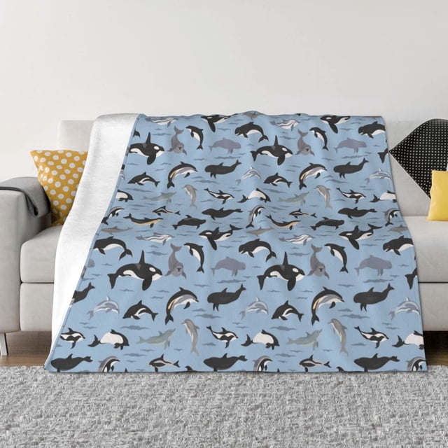 Fotbe Dolphins Manta de Franela con Estampado, Manta Ultrasuave para Cama, Sofá, Auto, Hipoalergénica y Antibolitas-60"x50"