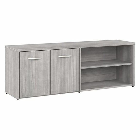 Pemberly Row Low Storage Cabinet with Doors in Platinum Gray - Engineered Wood