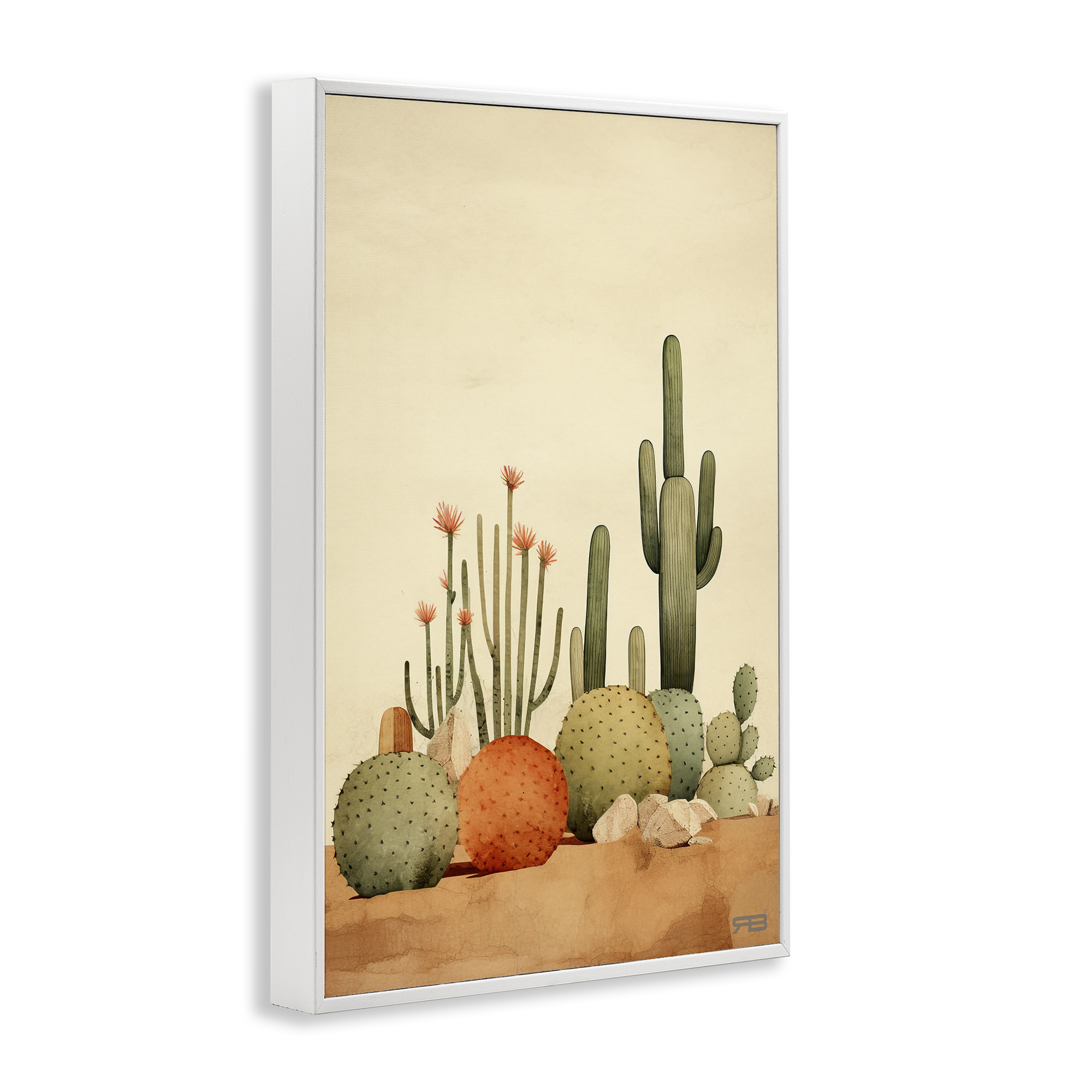 Stupell Industries Desert Cactus Scenery Landscape Painting White Framed Art Print Wall Art, 20 x 30