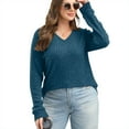 thumbnail image 6 of Gnshining Ribbed Knit Sweatershirts for Women Casual V Neck Solid Color Tops Fall Long Sleeve Pullovers Tunic, 6 of 7