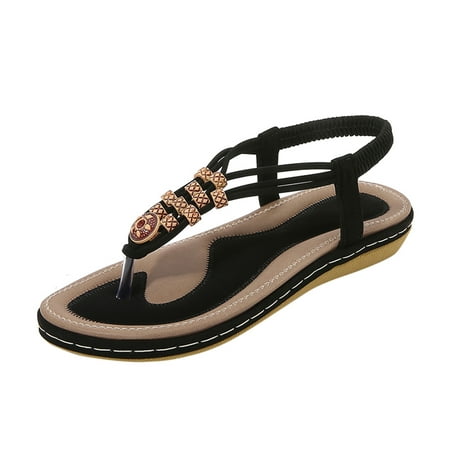 

TAIAOJING Women s Sandals Ladies String Bead Elastic Band Ohemian Beach Shoes Sandals Zapato